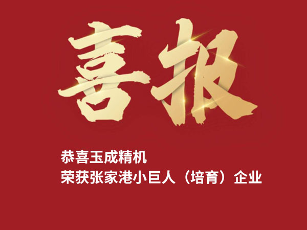 恭喜玉成精機榮獲張家港小巨人（培育）企業(yè)